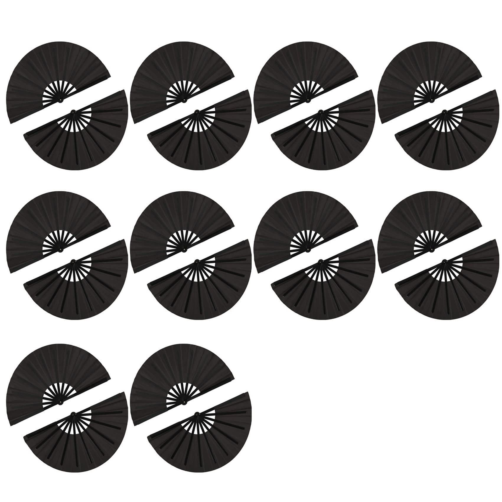 Ventilateur en nylon noir de poche lot de 20 pour événements et danse Tai Chi