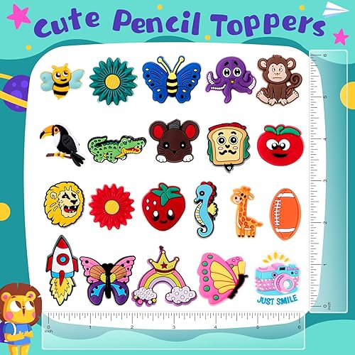 Miniatura 3 de Seajan Dijes para lápices a granel para niños, decoraciones divertidas para bolígrafos de comida, accesorios de Navidad, adornos de paja para