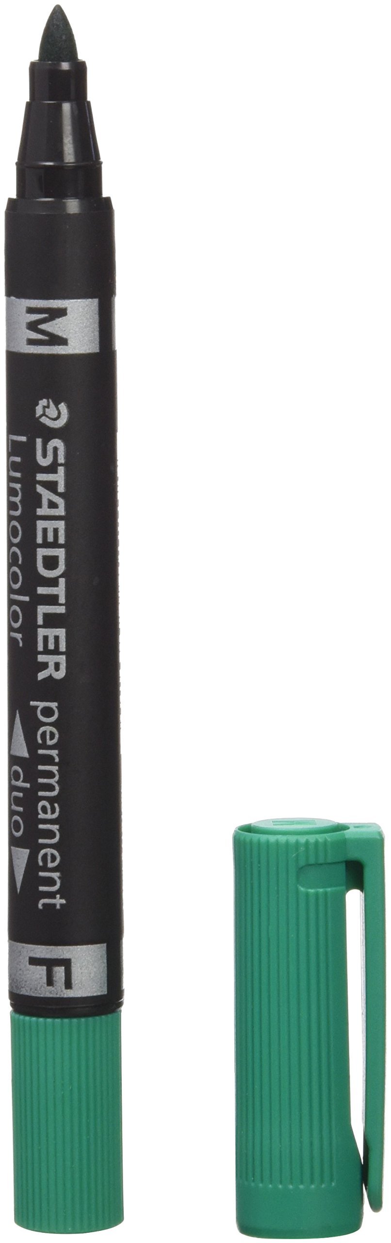 Staedtler Lumocolor Duo Pennarello Permanente Verde - Punta Fine 0,6mm E Tonda 1,5mm - Ricaricabile