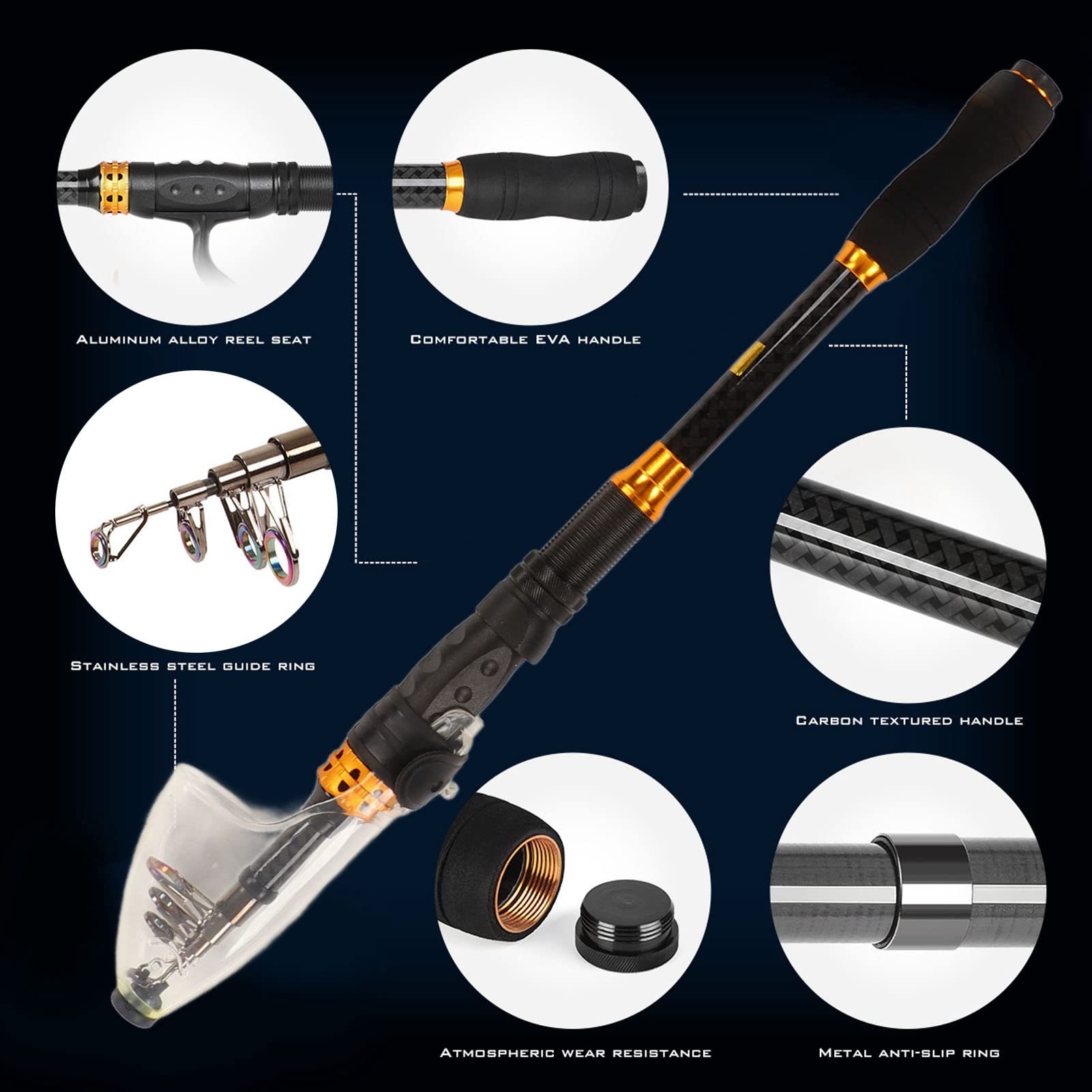 Kit canna da pesca Canna da pesca con esca telescopica e mulinello da spinning AE3000 Combo Set completo di attrezzatura da pesca per pesca d'acqua dolce in acqua salata Materiale