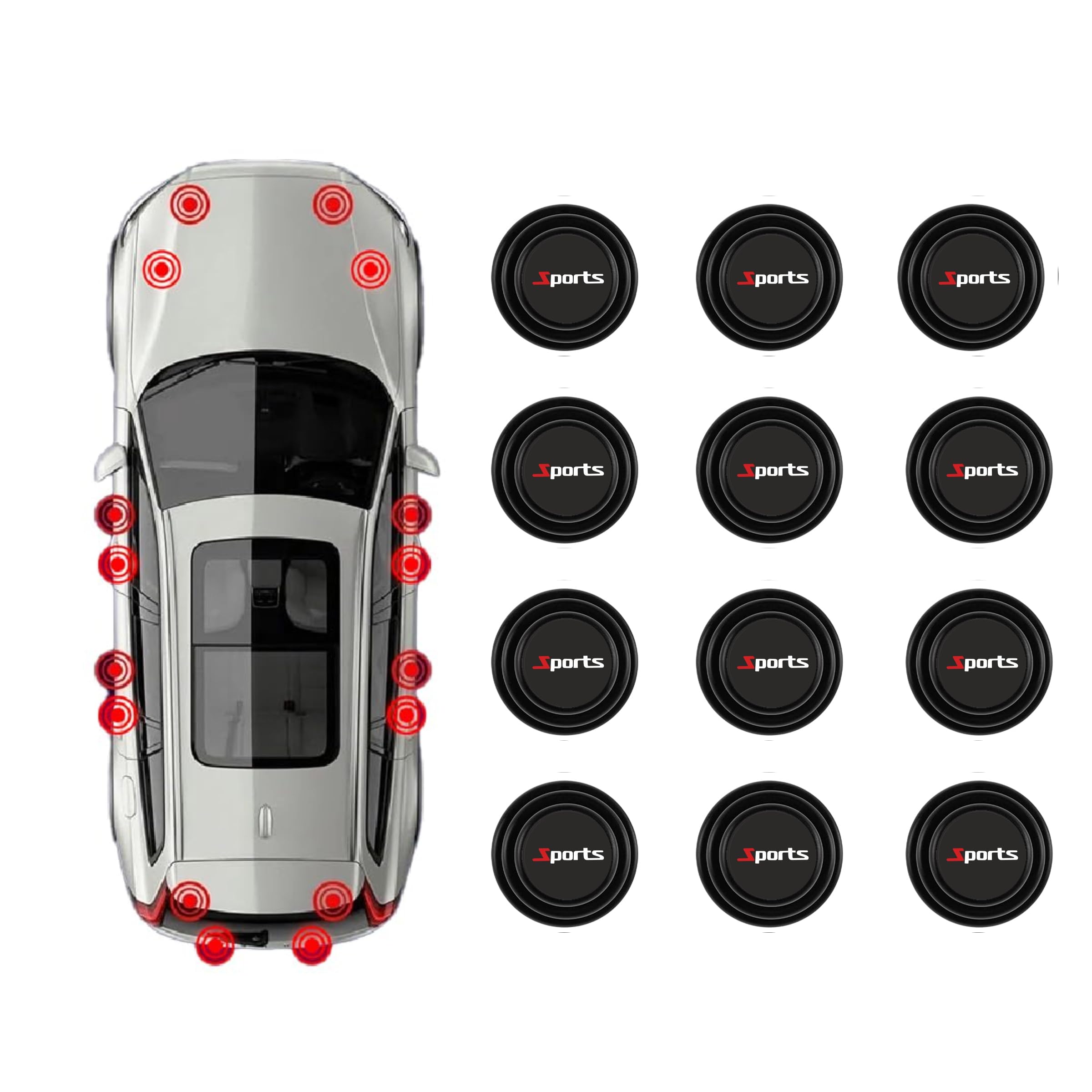 Kelenate® 12 Pcs Car Door Shock Absorber Car Door Protection Sticker,Buffer Bumper Cushion Door Shock Absorbing Gaskets Logo Sports-picture-23