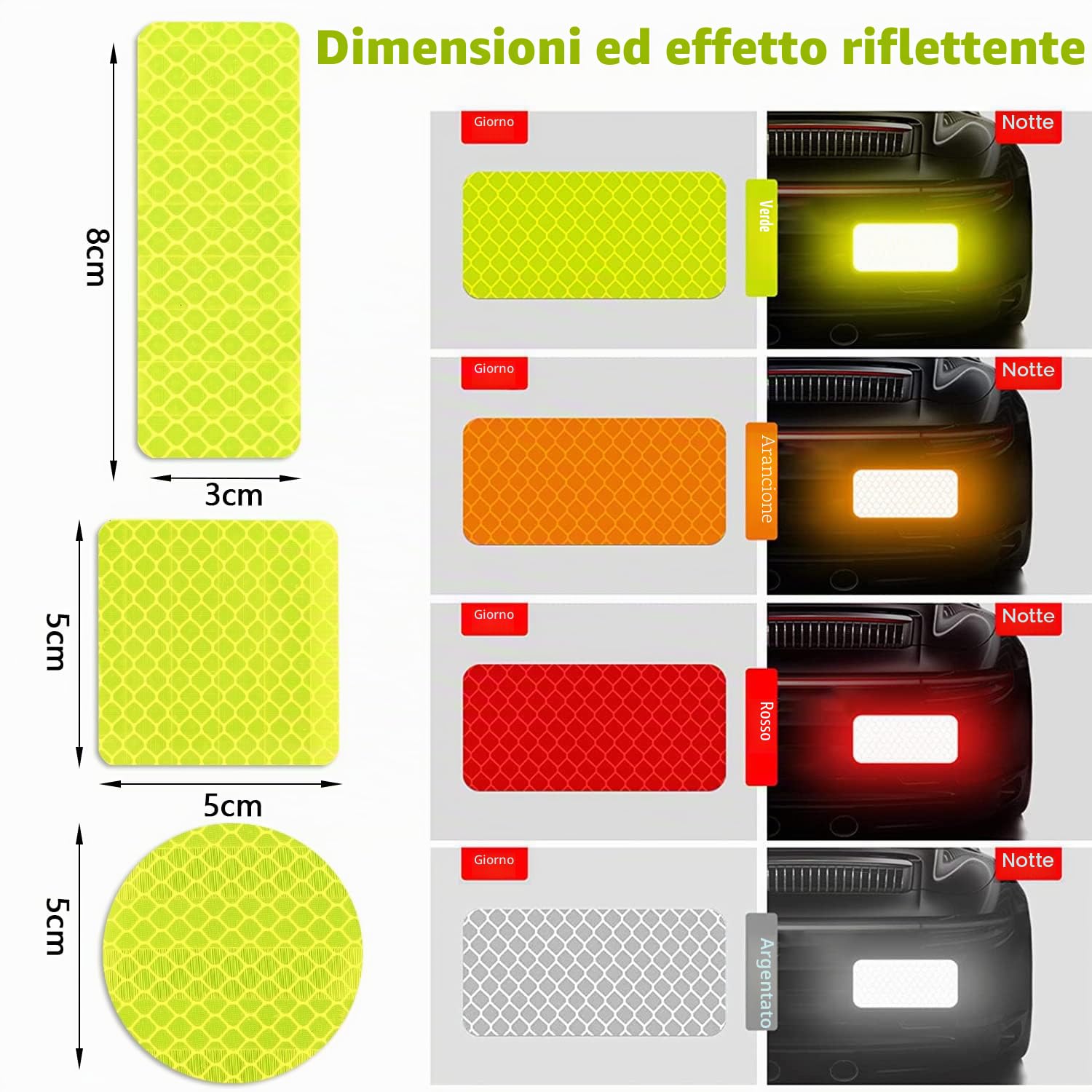 48 Pezzi Nastro Catarifrangente Adesivo, Strisce Catarifrangenti Adesive, Adesivi Catarifrangenti, Catarifrangenti Adesivi, Nastro Riflettente Adesivo, Adesivo Catarifrangente, per Moto Biciclette