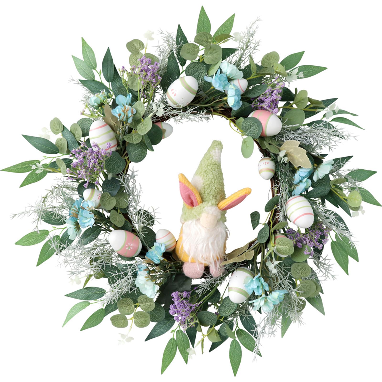 Elnwnnkc Decorative Flower Wreath with Colorful Eggs Easters Garlands for Front Door Decoration Seasonal Accessories Easy to Hanging Easters Ornament