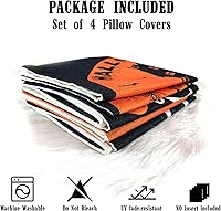 Vista 4 de CREATRILL Juego de 4 fundas de almohada de Halloween de 18 x 18 pulgadas, funda de almohada de lino suave con castillo de gato negro, decoración