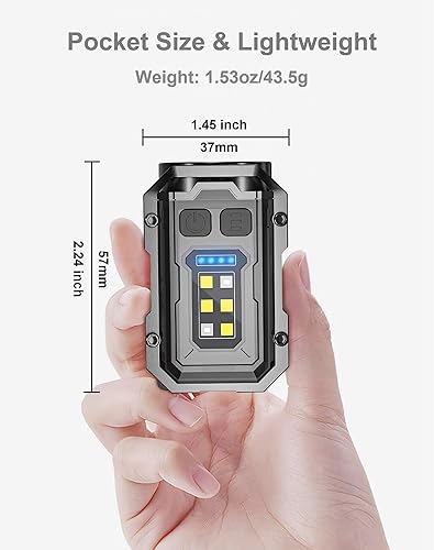 Miniatura 3 de Linterna LED de Bolsillo Recargable, Linterna de 500 Lúmenes en Llavero, Luz Pequeña EDC para Trabajo Nocturno, Correr, Caminar, Acampar, Pescar,
