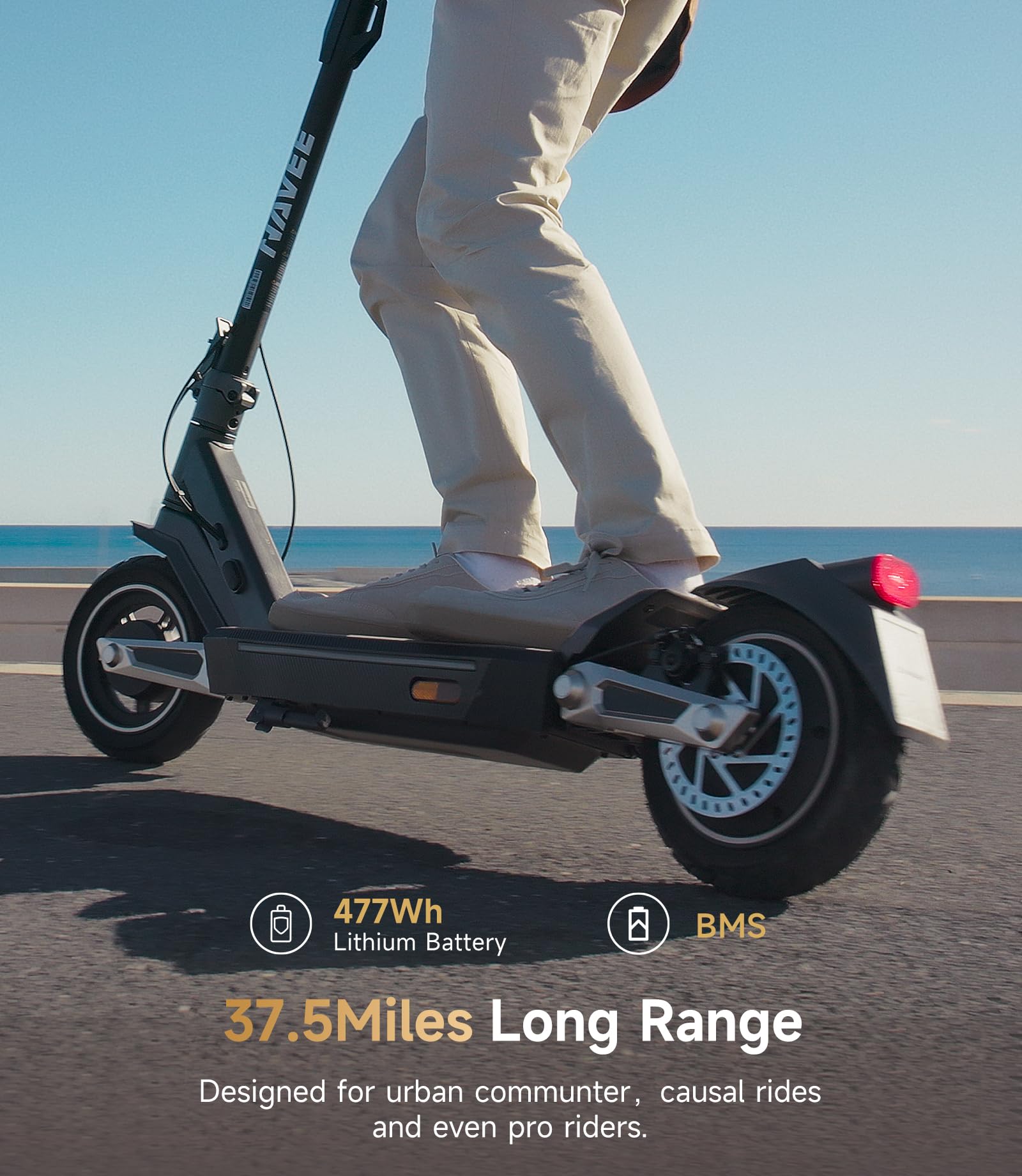 NAVEE Electric-Scooter-Adults, e Scooter ST3, Off Road Fast 25 20 Mph, 1000w 500w Motor with Suspension, Long Range 38 30 Miles, 10 inch Tires All Terrain, Heavy Duty Commuter Teens Men Adult Students
