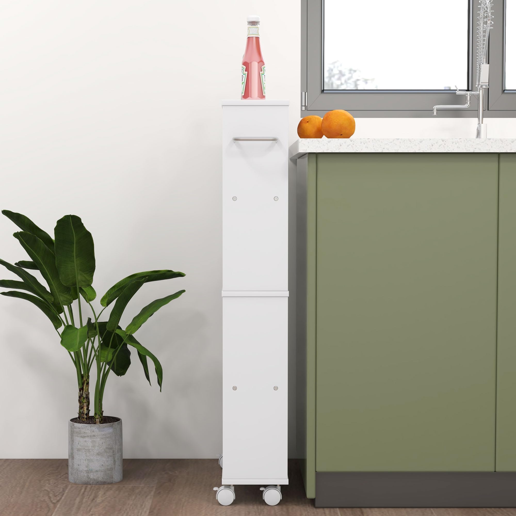 HOMCOM Carrello Servitore 4 Ripiani con Ruote e Maniglie Bianco