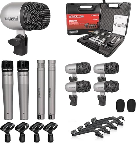 Miniatura 23 de 5 CORE Kit de micrófono de batería de 7 piezas, micrófonos de batería de metal, Tom/Snare y Cymbals Profesional con cable, incluye soporte
