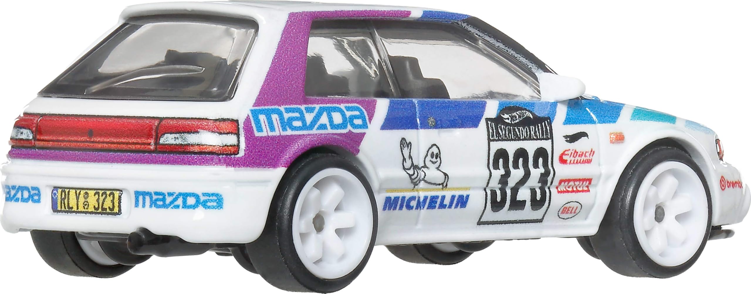 Hot Wheels Premium Car Culture - Mazda 323 GTR, modellino da collezione in scala 1:64 con telaio in metallo e pneumatici Real Riders, decorazioni premium e dettagli realistici, 3+ anni, JKF17 - 3