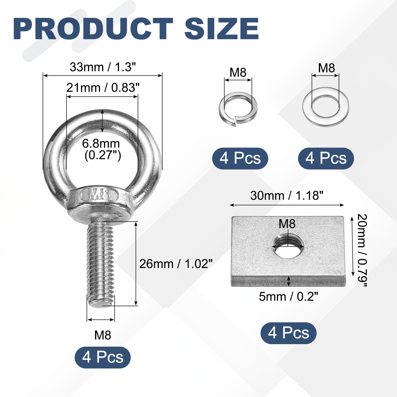 PATIKIL M8 x 25mm Eye Bolt Set - Image 2