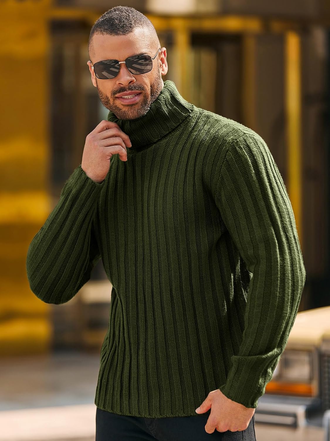 Runcati Mens Chunky Turtleneck Sweaters Cable Knitted Casual Slim Fit Fall Winter Warm Pullover Sweater - Image 3