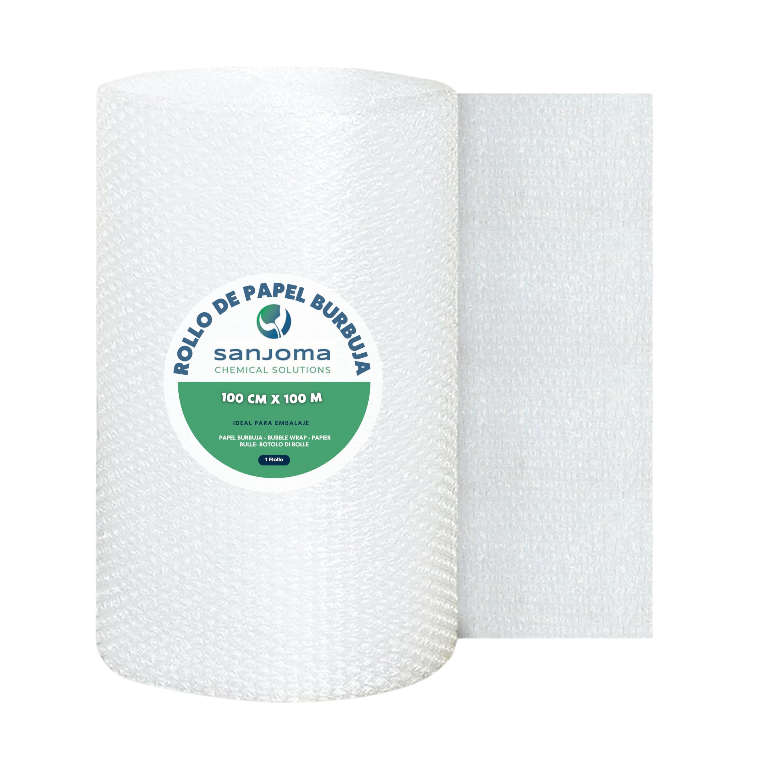 SANJOMA Bobina de Papel Burbuja para Embalaje | Plástico de Burbujas Protector para Envíos, Mudanzas y Almacenaje | Rollo de Burbuja Antigolpes y Antirrayas, Fácil de Usar (100 cm x 100 m)