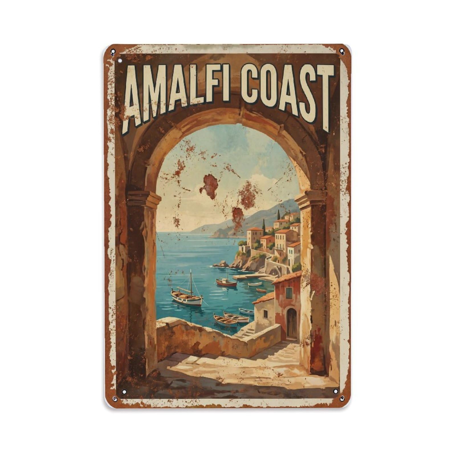 Vintage Travel Archway Italy Stone Metal Tin Sign Plaque Wall Decor for Cafe, Club Bar, Office, Home Garden Metal Poster 8x12Inch