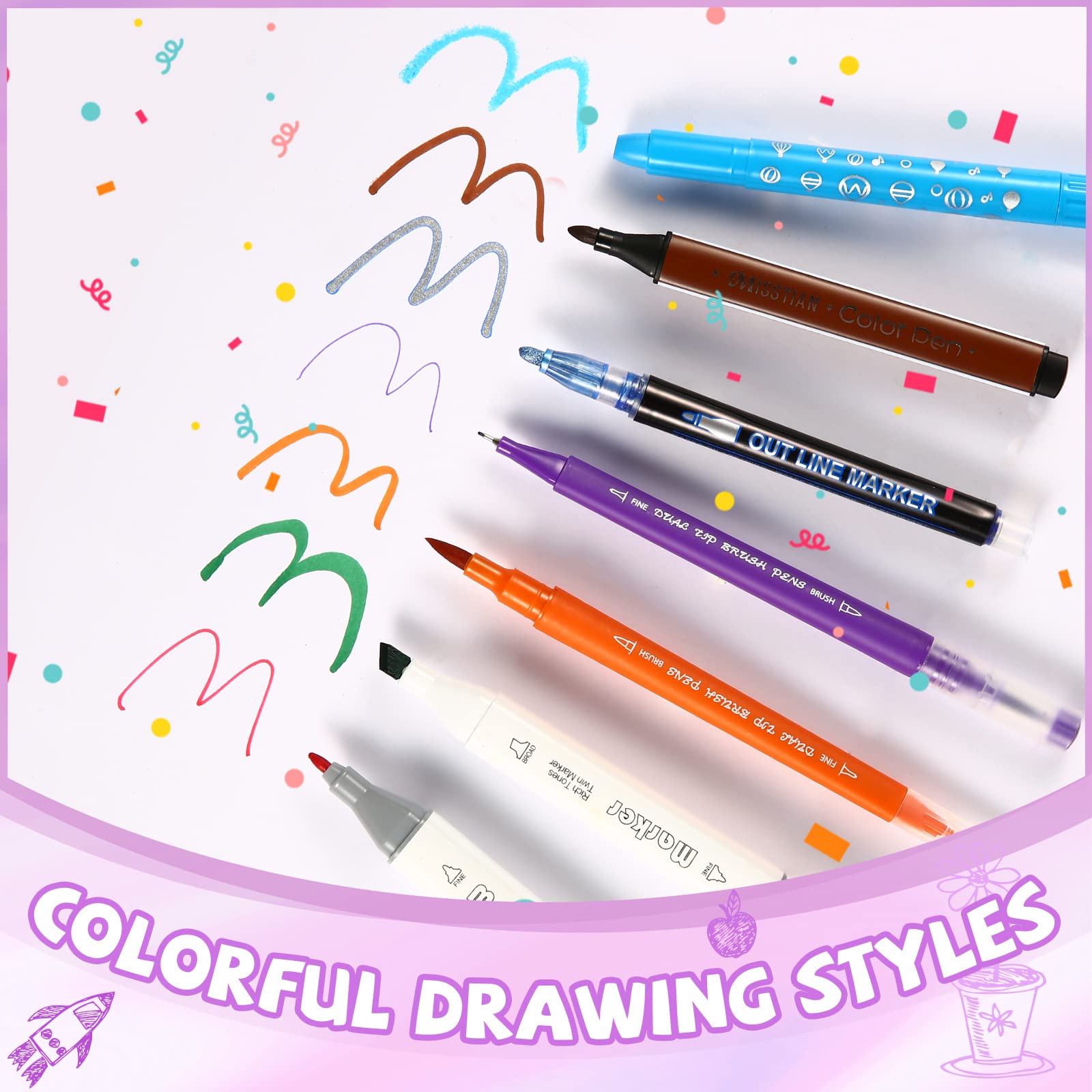 MeCids Kinder Marker Set mit Bleistift Fall Schule Art Supply Kit Waschbare Marker Buntstifte Malerei Zeichnung Coloring Arts/Handwerk Geschenke für Jungen Mädchen