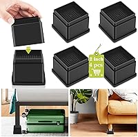 Vista 26 de Paquete de 12 elevadores de muebles de 1 pulgada, elevadores de cama ajustables resistentes para mesa, escritorio, sofá, gabinete, marco de cama