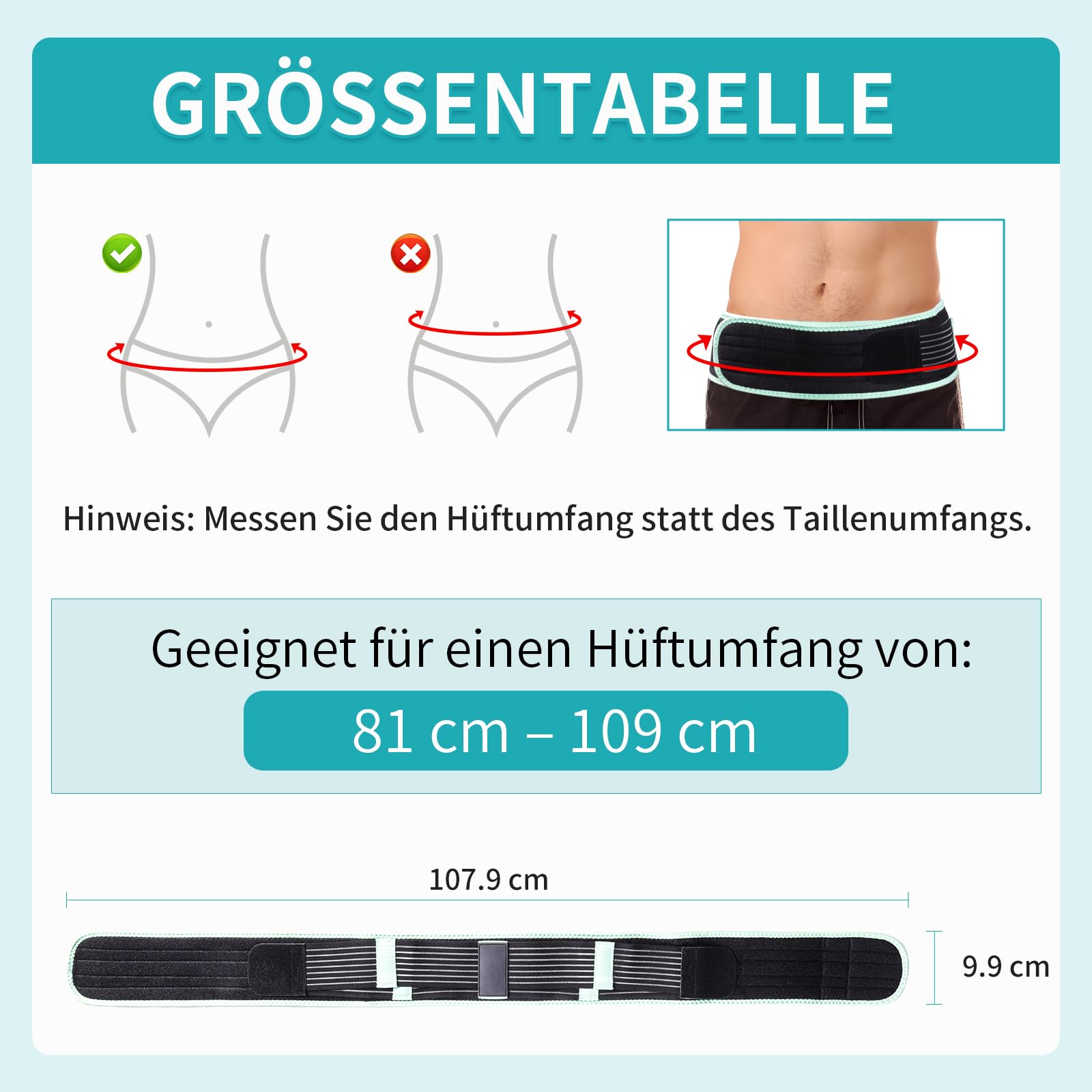 ENLUNTRA Iliosakralgürtel zur Linderung von Schmerzen im Iliosakralgelenk, Ischias-, Becken-, Bein-, Hüft- und Kreuzschmerz; Ischias-Schmerzlinderungsbandage mit rutschfesten Streifen;