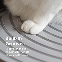 Vista 4 de IRIS USA Caja de arena para gatos, entrada grande en la parte superior con tapa para atrapar arena y cuchara, a prueba de perros, recinto para caja