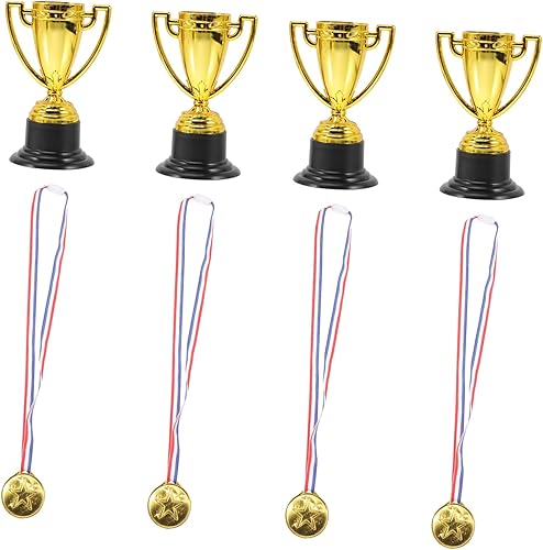 Anneome 8 uds. Copa de oro de plástico a granel juguetes para niños decoración a granel mini juguetes premios trofeos juguetes mini trofeos de