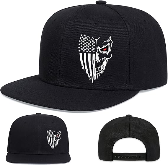 Snapback Hats for Men Flat Bill Hats for Men Flat Brim Black Fitted Hat for Men Women