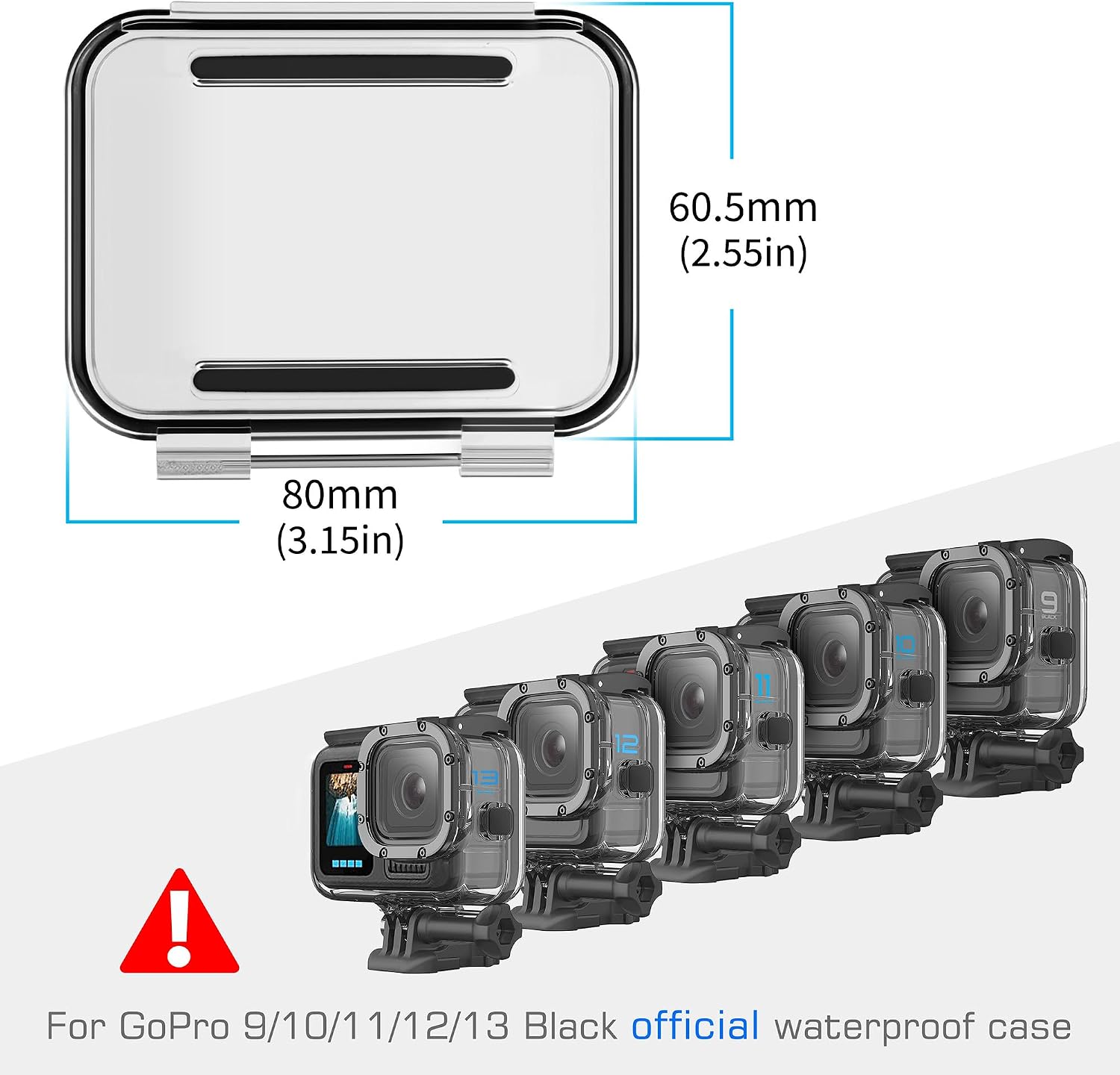 GEPULY Housing Case Waterproof & Skeleton Backdoor Protective for GoPro Hero 13 12 11 10 9 Action Camera Standard Size