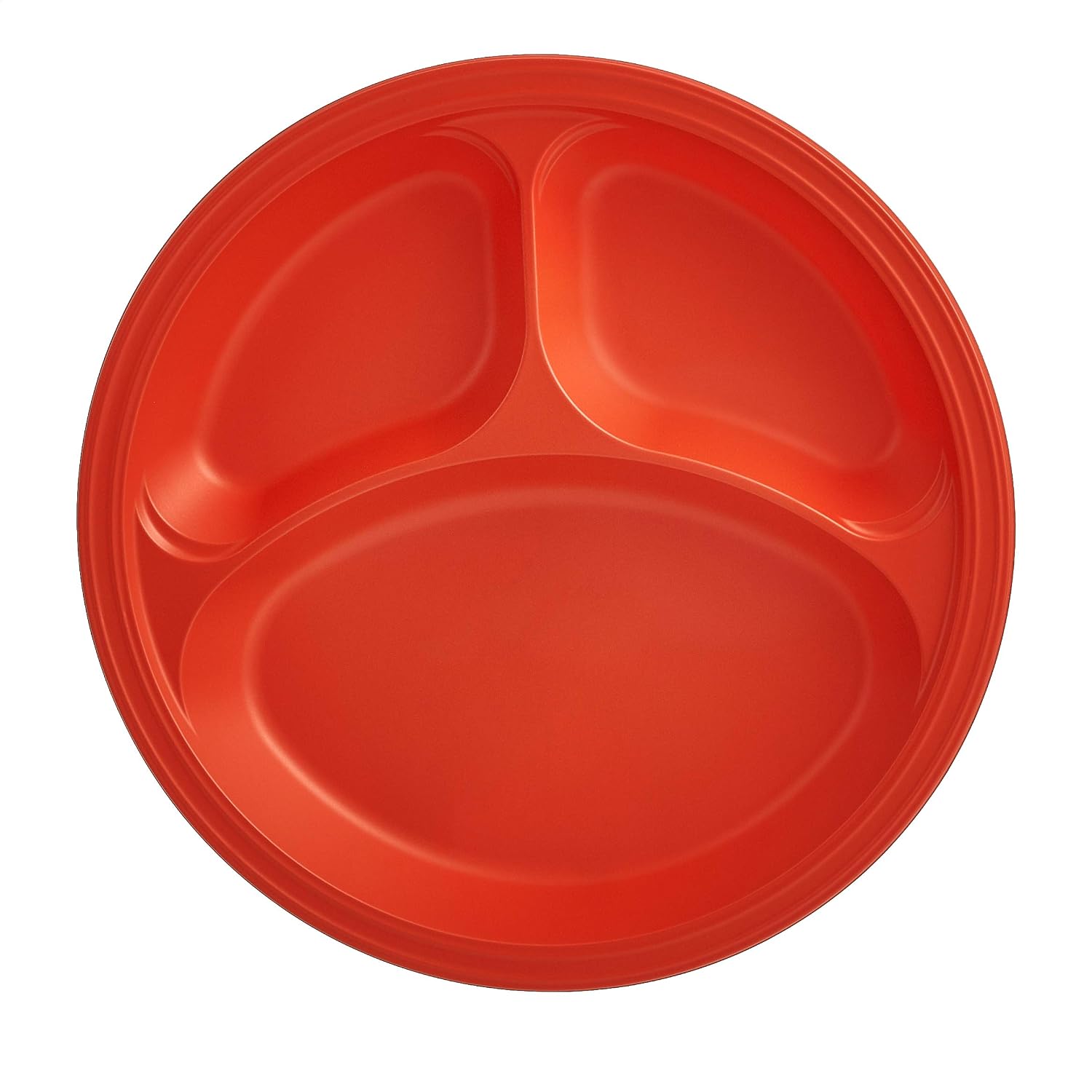 AmazonCommercial Plastic Plate, 3-Compartment, 10.25 Inch, Red, Pack of 125