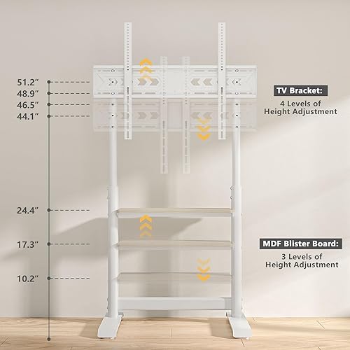 Miniatura 6 de Soporte universal para TV LCD LED OLED de 55 a 100 pulgadas, soporte de TV de suelo con soporte, altura ajustable y estante de almacenamiento