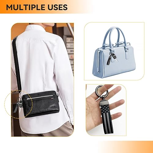 Miniatura 6 de NTNEV Llavero de metal con la bandera estadounidense de Estados Unidos con anillo de aleación de zinc, anillo en D antipérdida con 360 giratorios,