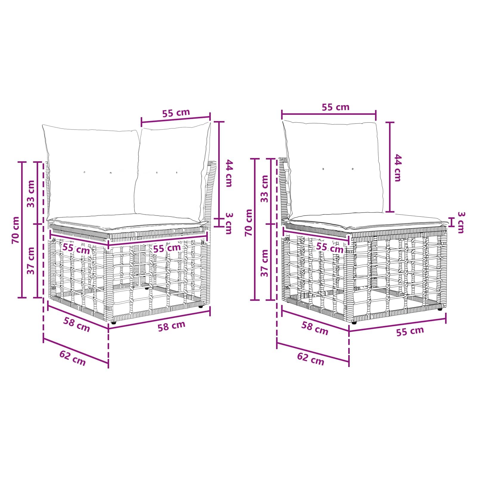 Set divano da esterno in polyrattan, 11 posti, colore naturale | Mobili da giardino modulari in rattan con poggiapiedi regolabili e cuscini per terrazza e giardino.