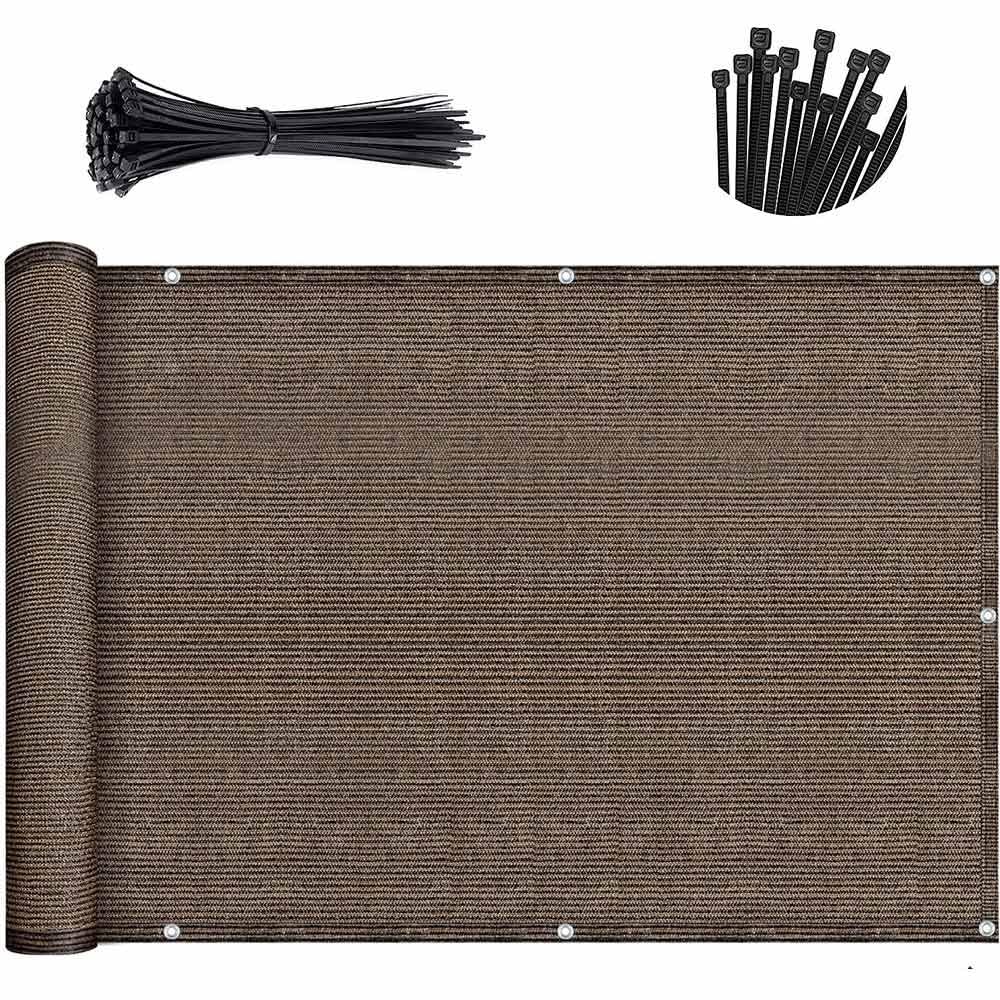 Nfeklfi Coffee-90X500cm Balcony Privacy Screen Thicken 3/5/6M Balcony Shade Cloth Waterproof Privacy Screen Fencing Net Garden Porch Pool(Coffee-90X500cm)