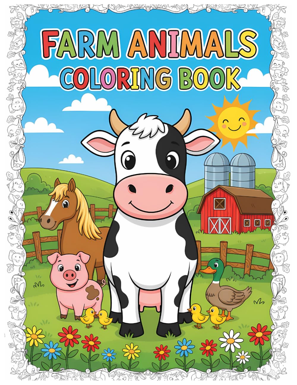 Farm Animals Coloring Book for Kids Ages 3-8: 80 Coloring Fun with Cows, Pigs, Horses, Goats, and More!