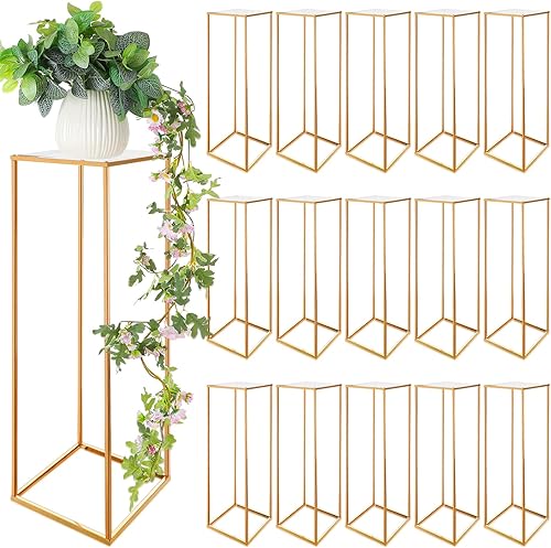Rtteri 16 soportes dorados de flores de boda de 31.5 pulgadas a granel, centros de mesa altos de boda para mesas, jarrón de metal para piso,