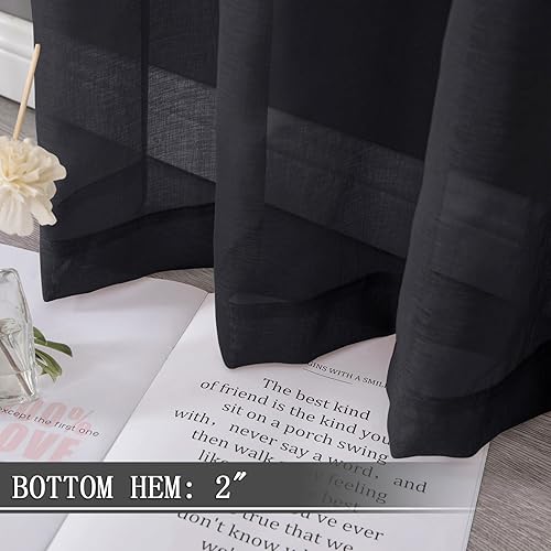 Miniatura 181 de Tollpiz Cortinas traslúcidas de lino con textura para sala de estar, cortinas traslúcidas filtrantes de luz con bolsillo para barra, cortinas