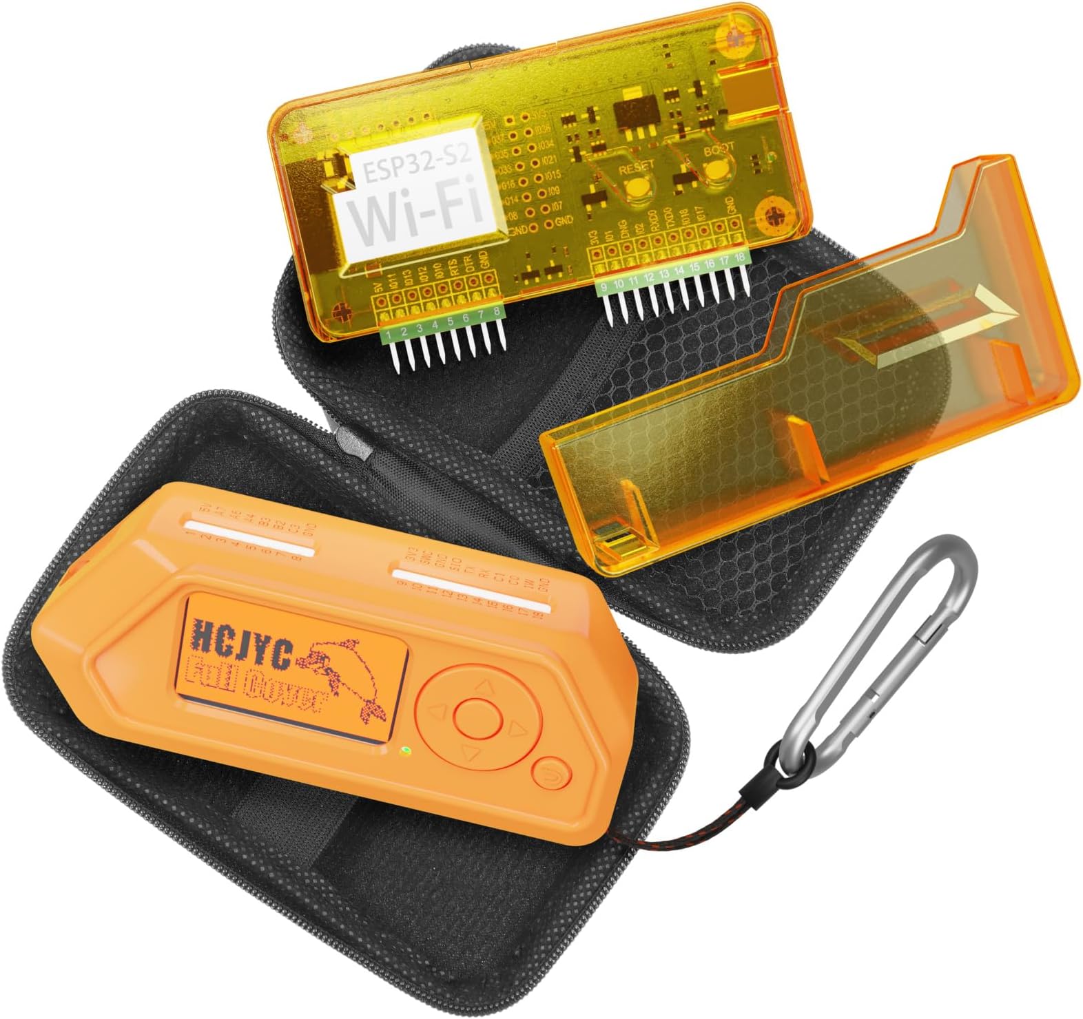 4 in 1 Protective Case for Flipper Zero Device and Wi-Fi Dev Board V1 ESP32-S2, Cover Set Accessories for Flipper Zero WiFi Dev Board - Orange