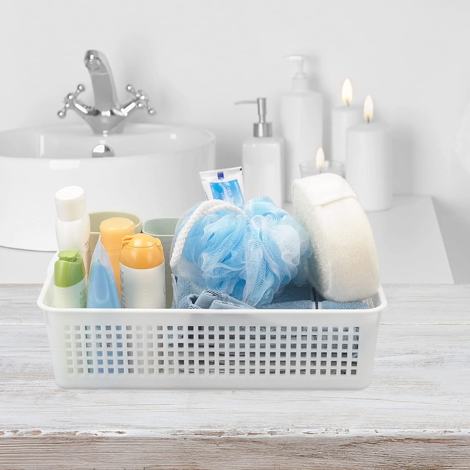 6-pack Storage Basket Trays, Plastic Office Tray, White