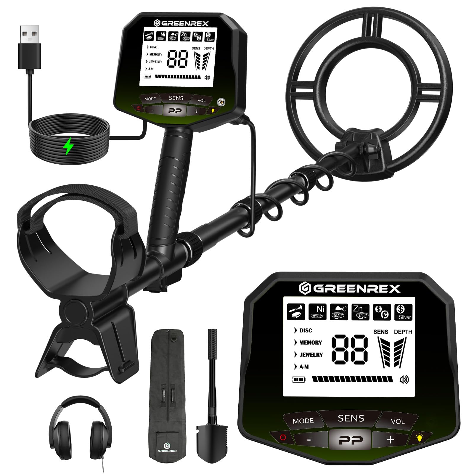 Detector de metales para adultos profesionales, recargable, impermeable, detección de oro y plata, uso bajo el agua y la playa, bobina IP68 de 10 pulgadas, pantalla LCD retroiluminada, nuevo chip DSP