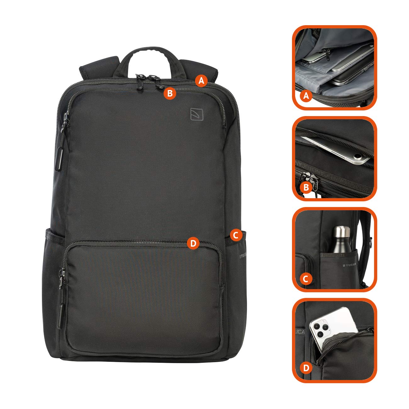 Tucano - Terra Gravity Zaino Porta PC, Compatibile con MacBook PRO 16", Laptop 15.6 Pollici, Anti Gravity System Riduzione del Carico Percepito
