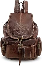 FANDARE Retro Backpack Backpacks Casual Type School Bags Shoulder Bag Travel Bag Daypacks Bags Women Man Teenager Outdoor Travel Shopping Picnic Hiking Waterproof PU, Dark Brown, Elegant