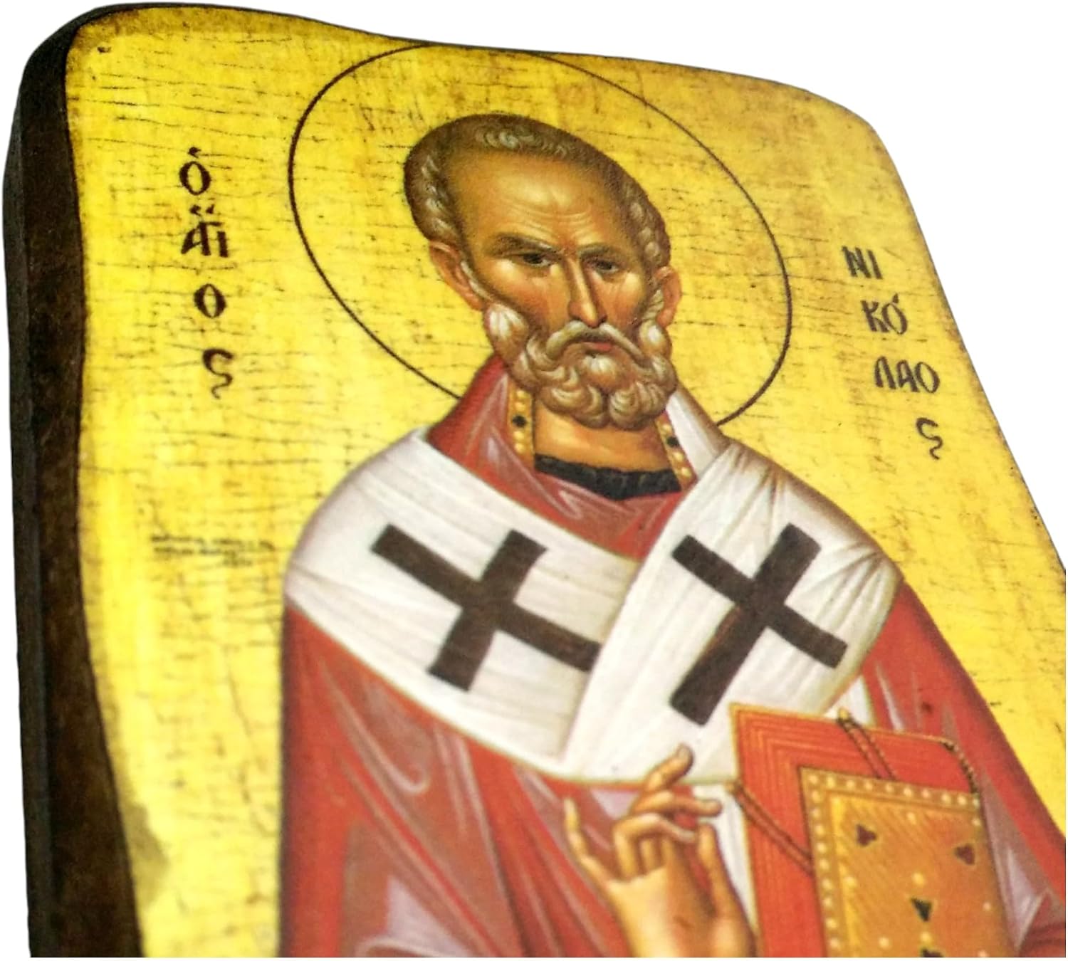Wooden Greek Christian Orthodox Wood Icon of Saint Nicholas / A0
