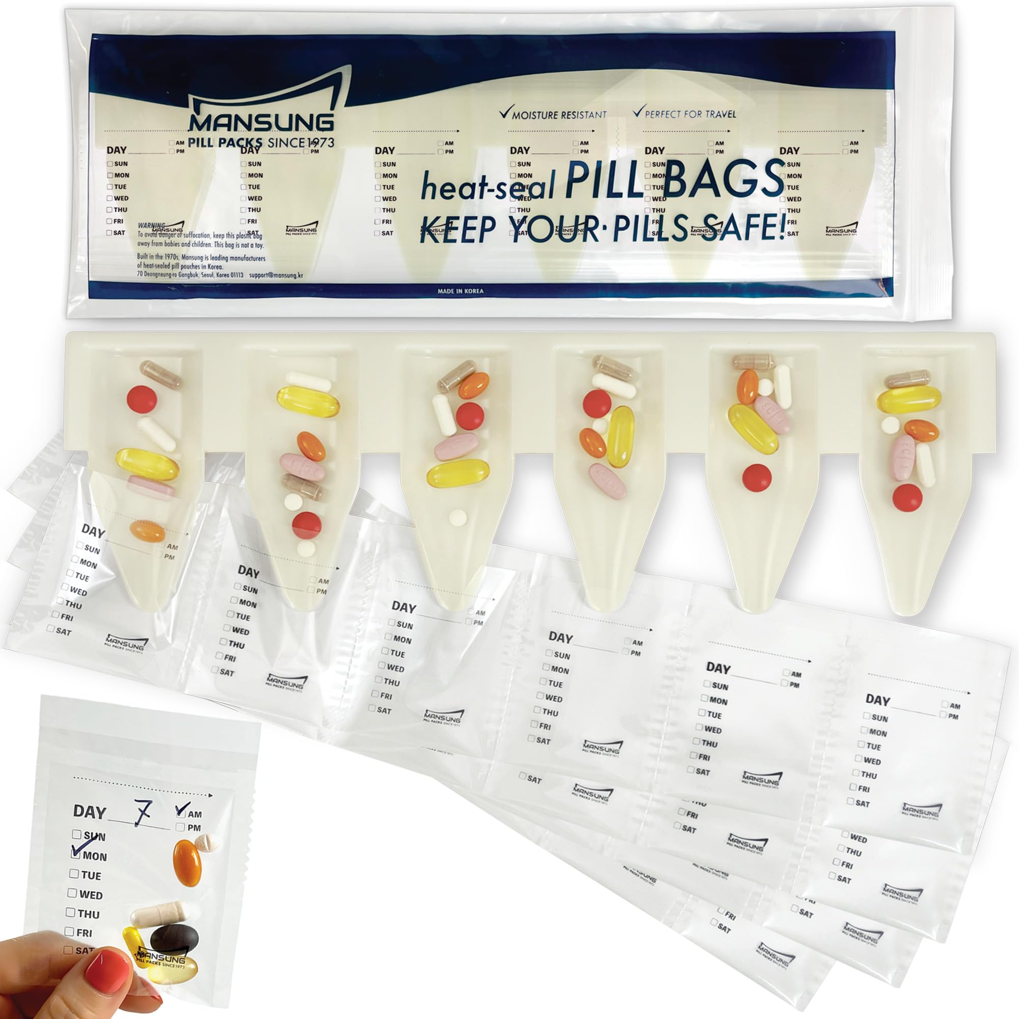 Mansung M Combo - 600Bags Week Loading Tray Mansung 6 Loading Pill Pack Heat Seal Bags Pouch Bags