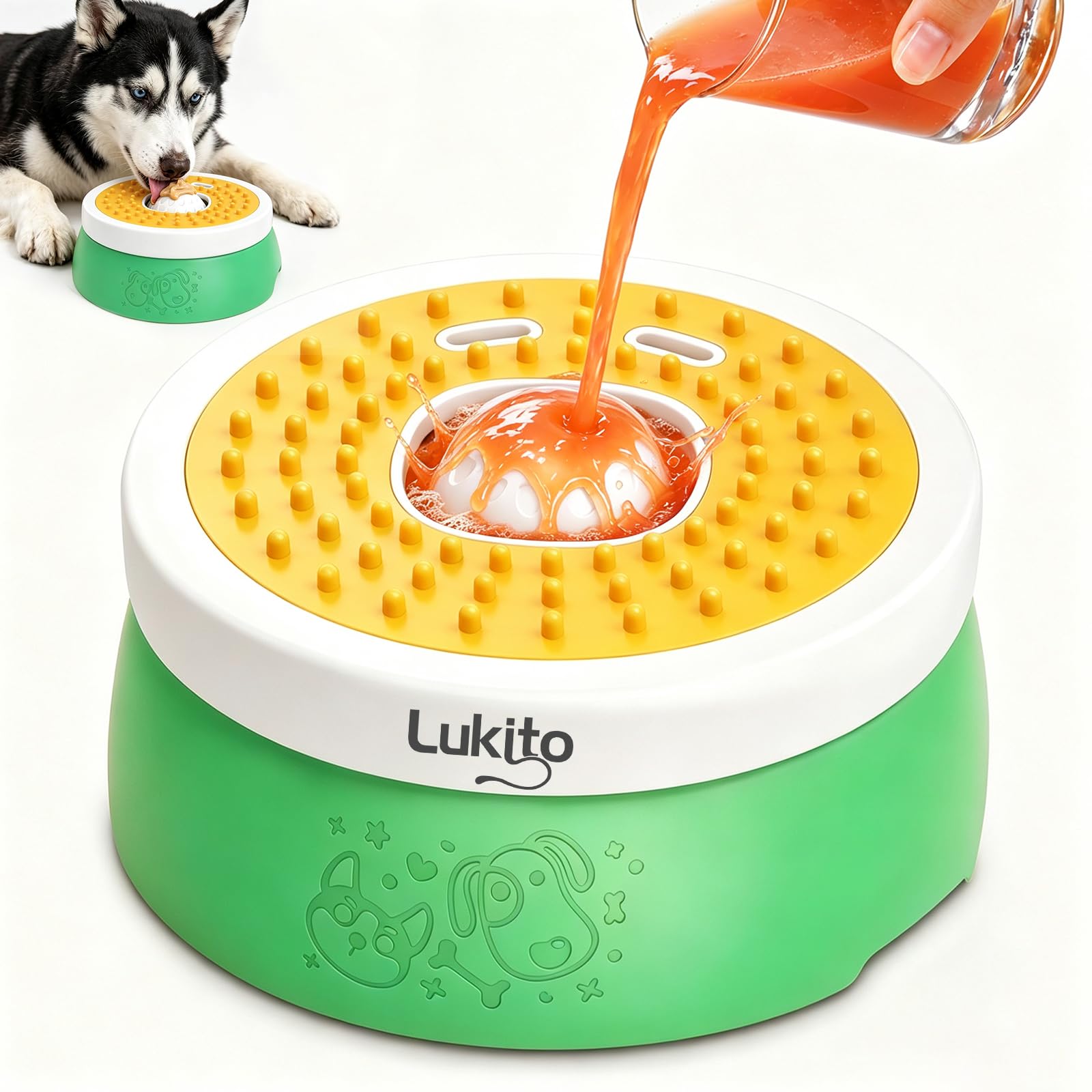 LUKITO Slow Feeder Dog Bowl with Entertained Ball-in, 2-in-1 Detachable