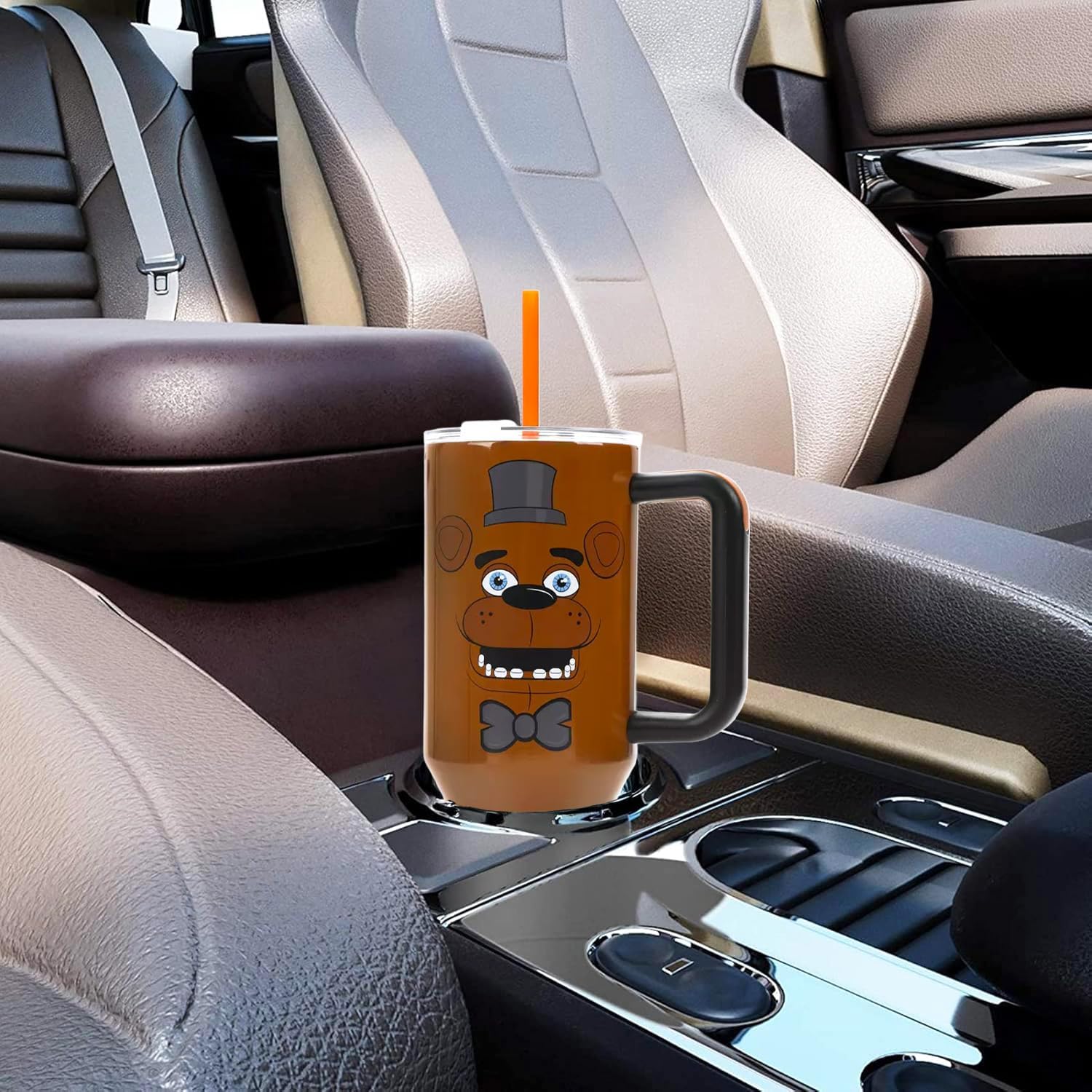 Five Nights at Freddy's Travel Cup Bundle - 40 Oz Double-Walled Insulated Stainless Steel Tumbler with Handle and Straw Plus Stickers, More | 40 Ounce FNAF Travel Cup for Girls, Teens, Adults - Image 6