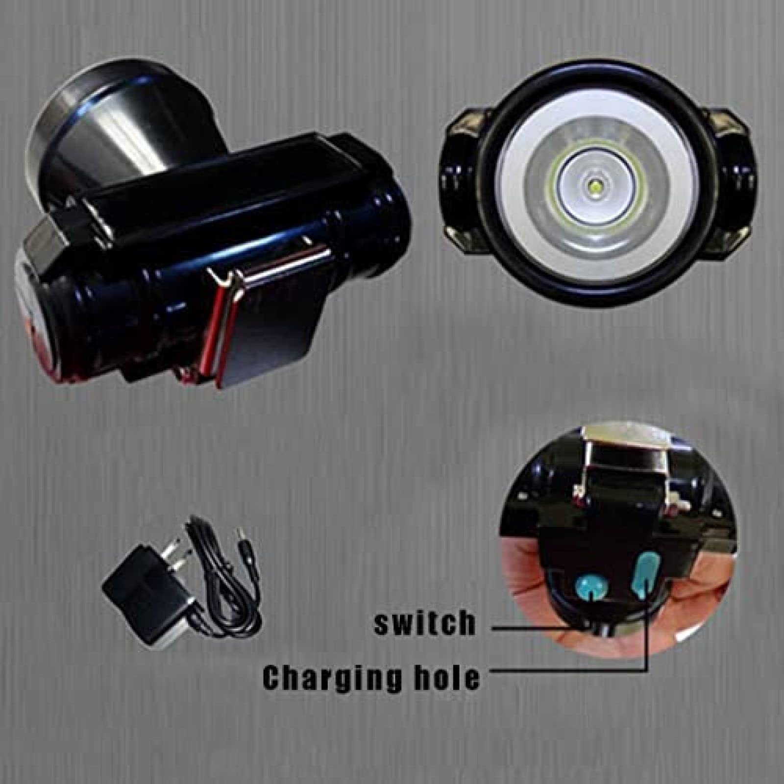 Iluminación Nocturna Casco Casco de construcción Faro LED Diseño en Forma de V Engrosado Fácil de Instalar Material de PP Casco de Obra Duradero Faro de minero,Azul,Luz de Gancho de Acero