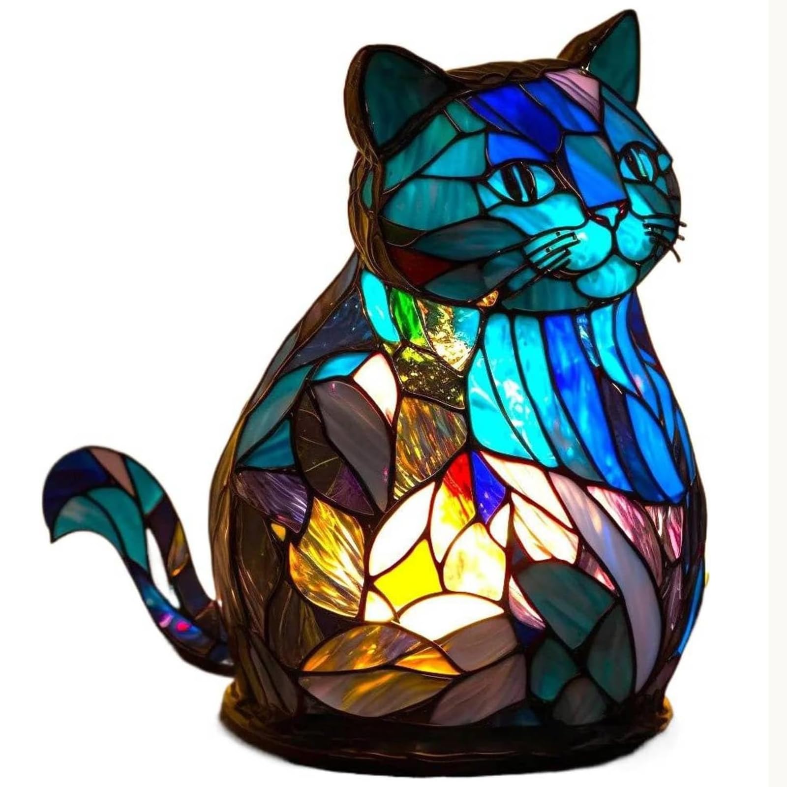 Neioaas Retro Cat Stained Resin Table Lamp - Animal Series for Home Décor