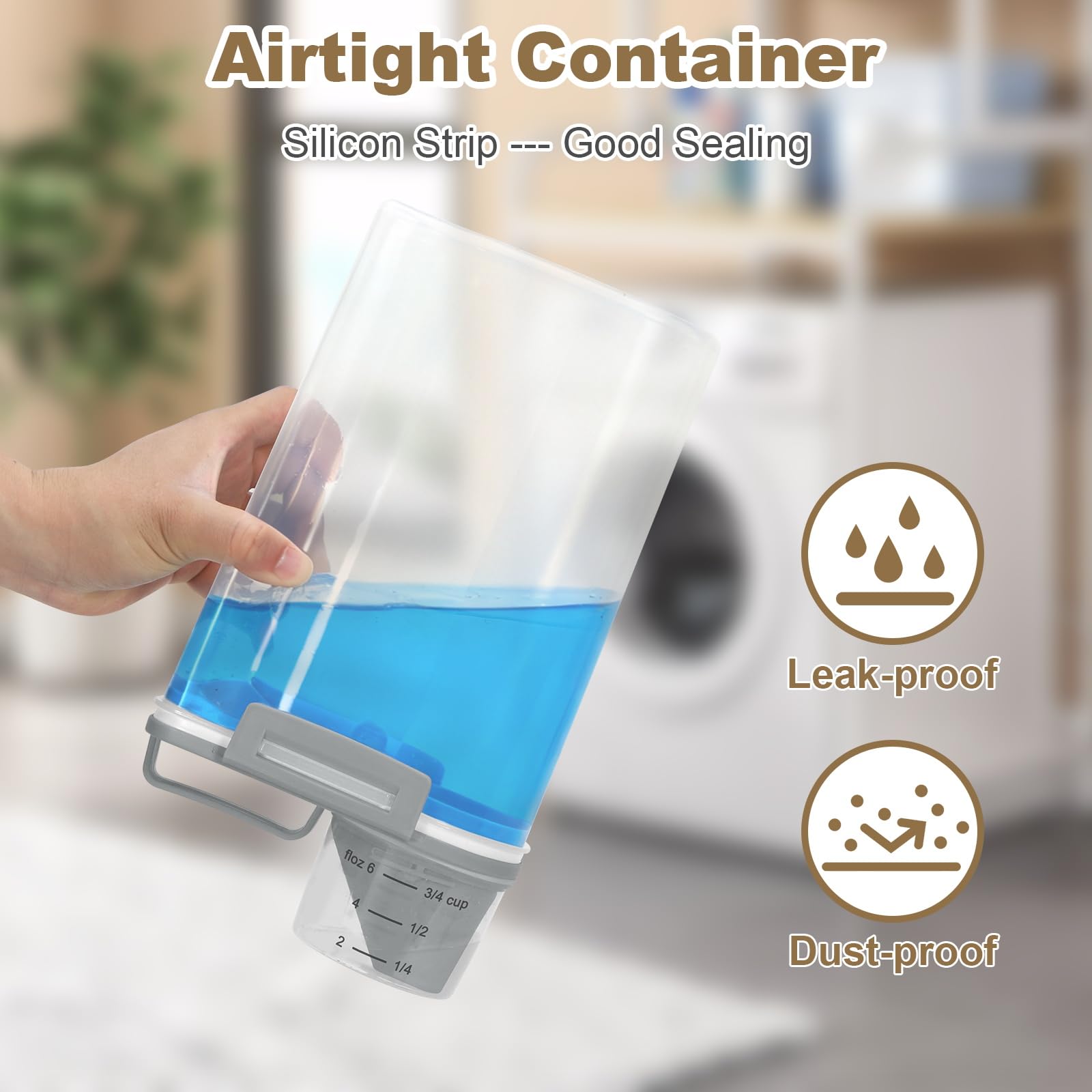 TBMax Contenitore per riso da 2 l/5 l, piccolo contenitore per alimenti per fagioli, farina, detersivo in polvere, contenitore portatile per cereali con coperchio (2 l, grigio chiaro)