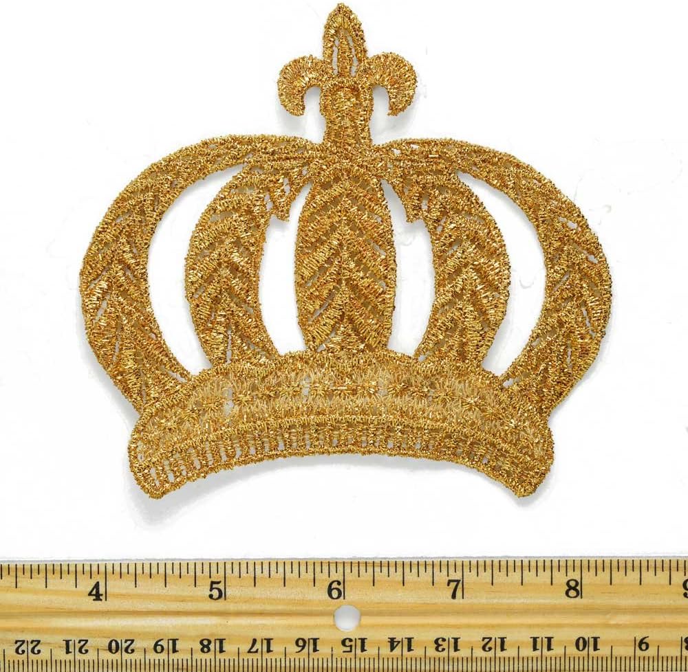 4-1/2" Metallic Gold Crown Applique Patch by pc, LP-Crown - Image 2