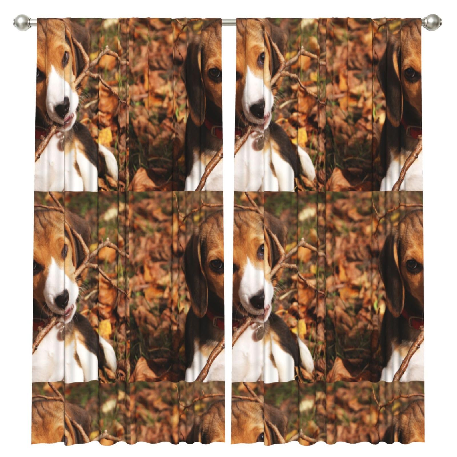 InOmak Cute Beagle, 2 Panels Window Curtains 52 x 84 Inch Blackout Curtains for Living Room Bedroom