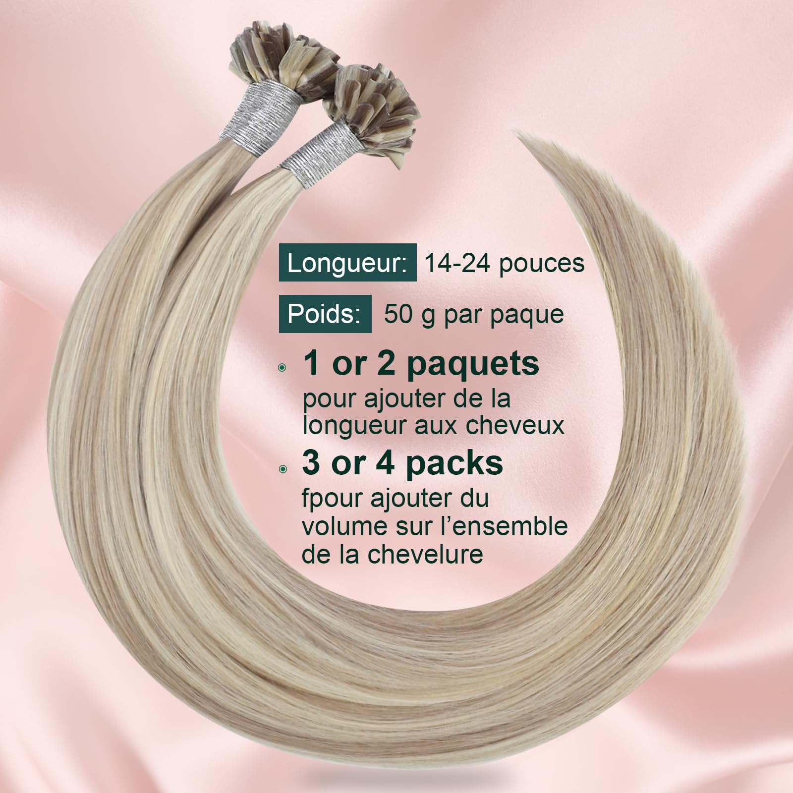 Kit Easyouth Extension Cheveux Naturel Adhesif Invisible et Extension Keratine Cheveux 2pack de #18P613 Longueurs 20pouces (total 100g) Extensions à Bandes en Cheveux Humains - Résultat Naturel