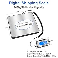 Vista 5 de ACTECK Digital Shipping Postal Scale, 460 lb x1oz High Accuracy with Stainless Steel Platform, LCD Backlight, Four Reading Modes, Tare/Hold