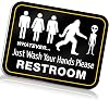 Bigtime Signs Funny Bathroom Sign | 11.5 x 8.75 Rigid PVC | All Gender Bigfoot & Alien Wash Your Hands Please - Bathroom Decor & Signs