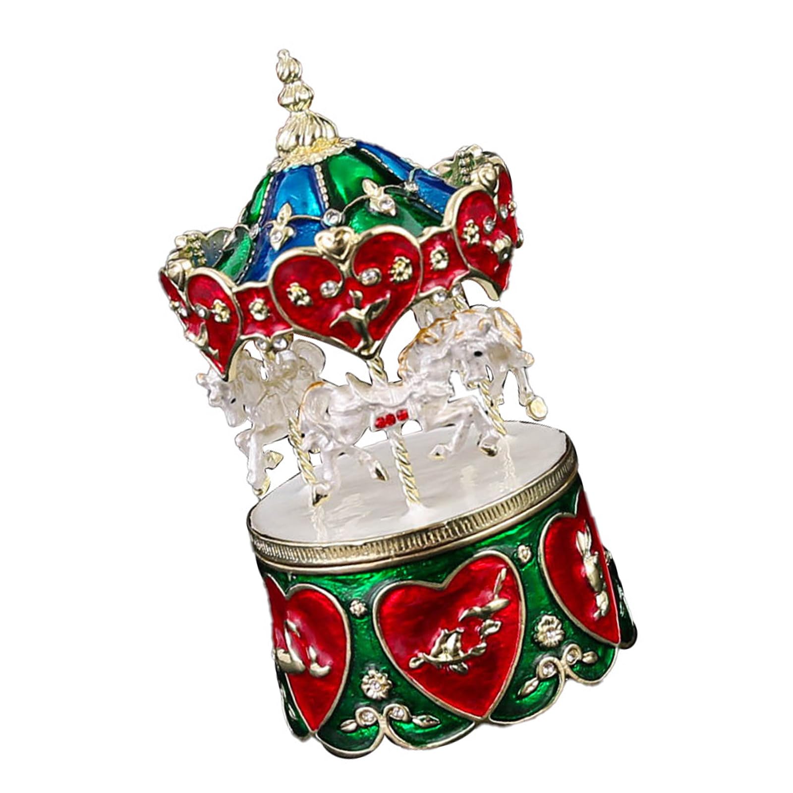 Boîte à bijoux rotative pour colliers emmêlés carrousel alliage - 7